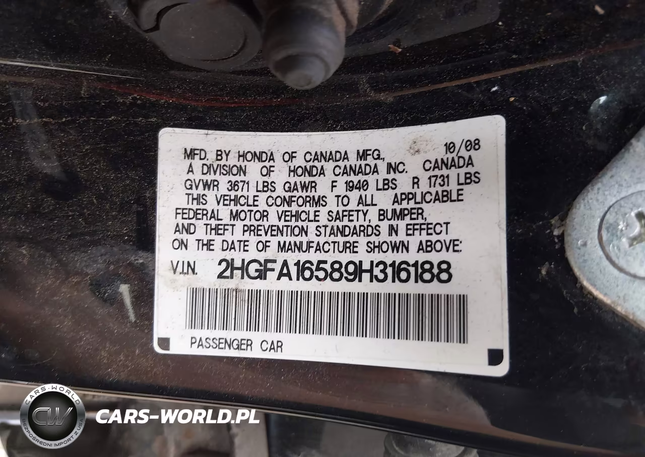 2009 Honda Civic Lx VIN:2HGFA16589H316188 - 9