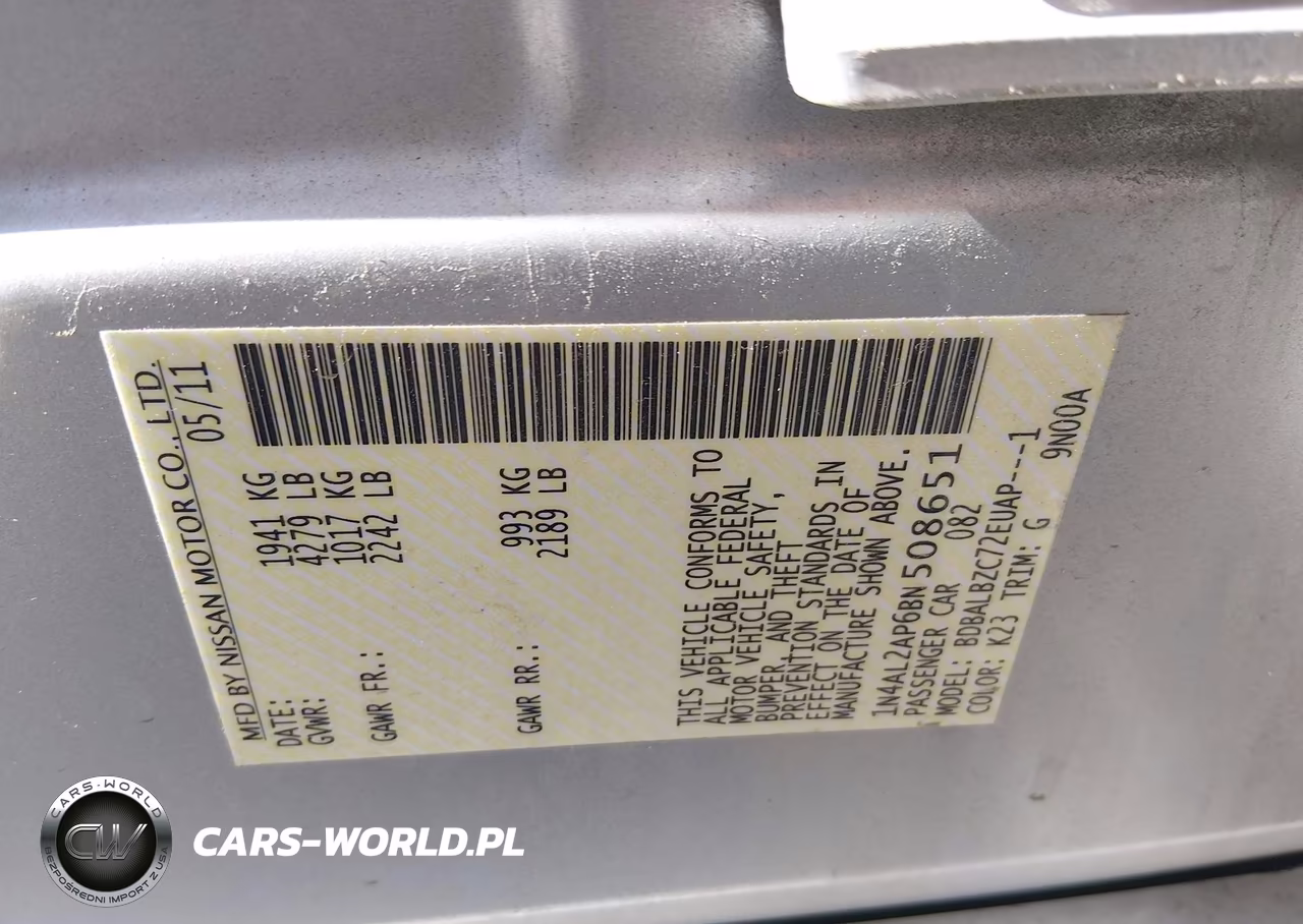 2011 Nissan Altima 2.5 S VIN:1N4AL2AP6BN508651 - 9