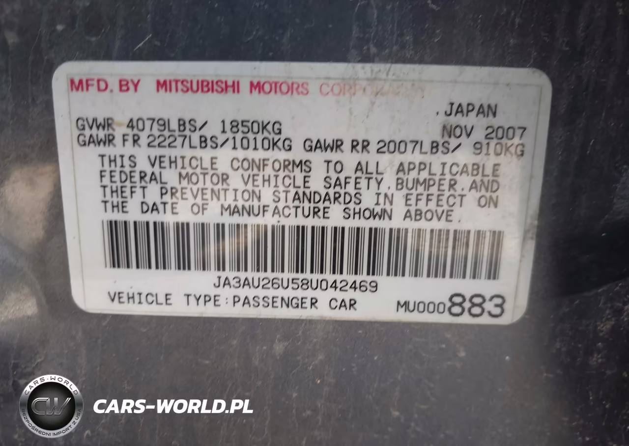2008 Mitsubishi Lancer De-Es VIN:JA3AU26U58U042469 - 9