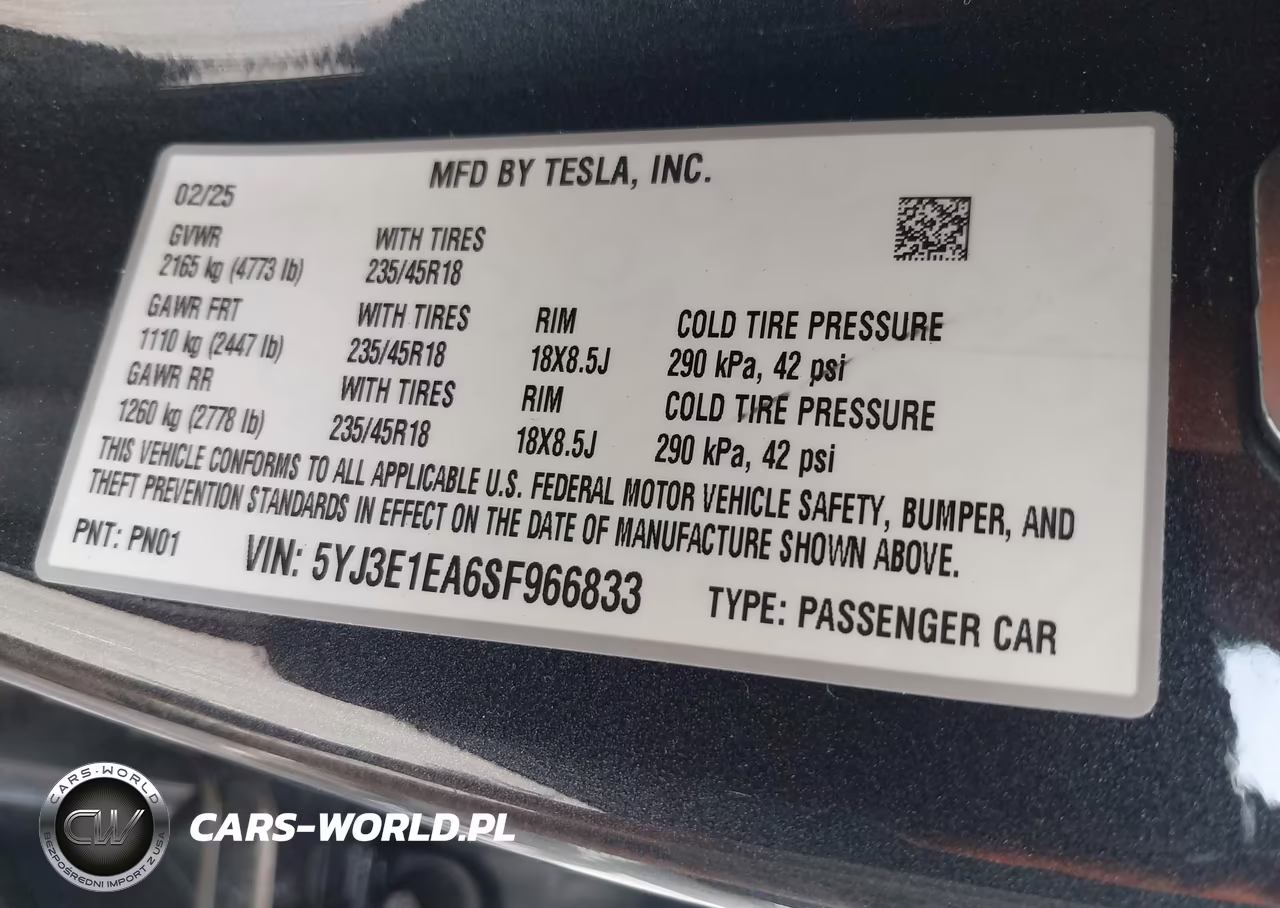 2025 Tesla Model 3 Long Range Rear-Wheel Drive-Standard Rear-Wheel Drive VIN:5YJ3E1EA6SF966833 - 9