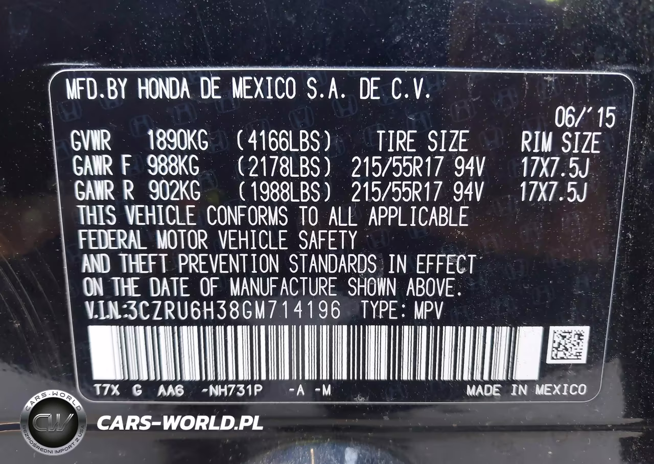 2016 Honda Hr-V Lx VIN:3CZRU6H38GM714196 - 9