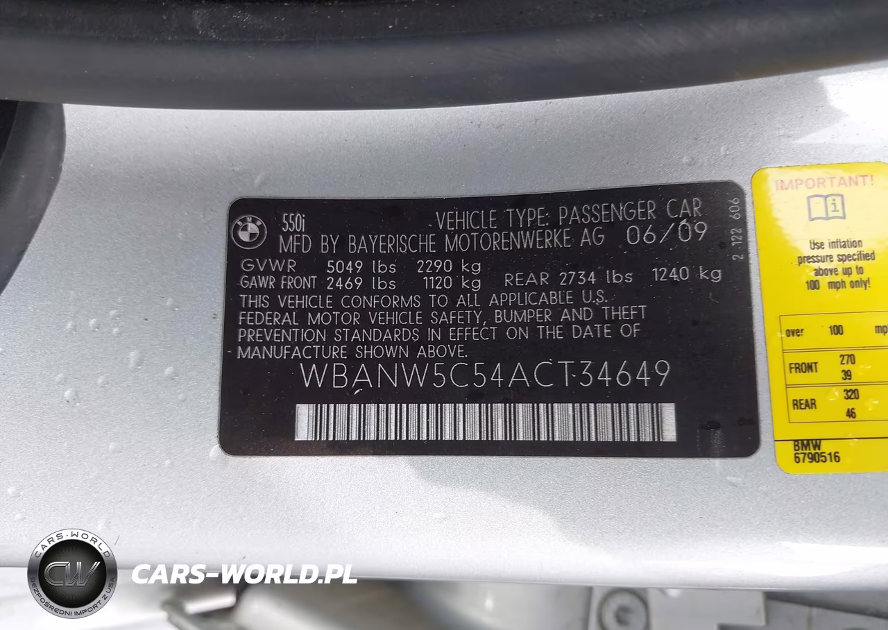 2010 BMW 550I VIN:WBANW5C54ACT34649 - 9