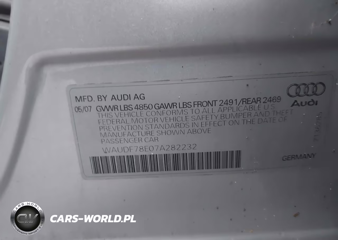 2007 Audi A4 2.0T VIN:WAUDF78E07A282232 - 9