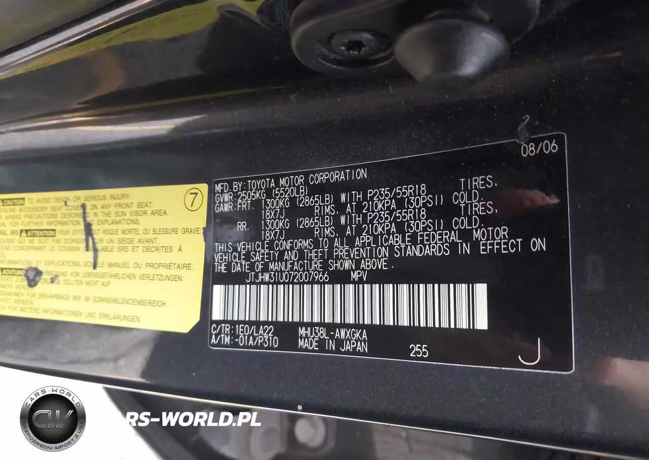 2007 Lexus Rx 400H VIN:JTJHW31U072007966 - 9