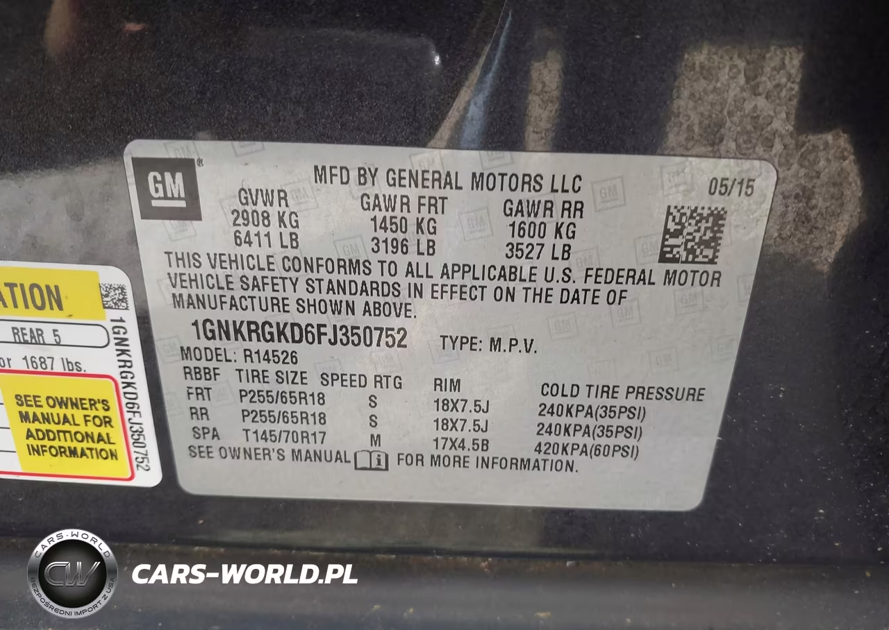 2015 Chevrolet Traverse Lt VIN:1GNKRGKD6FJ350752 - 9