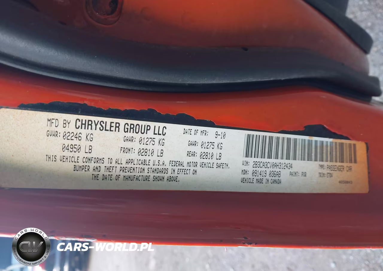 2010 Dodge Charger Sxt VIN:2B3CA3CV0AH312434 - 9