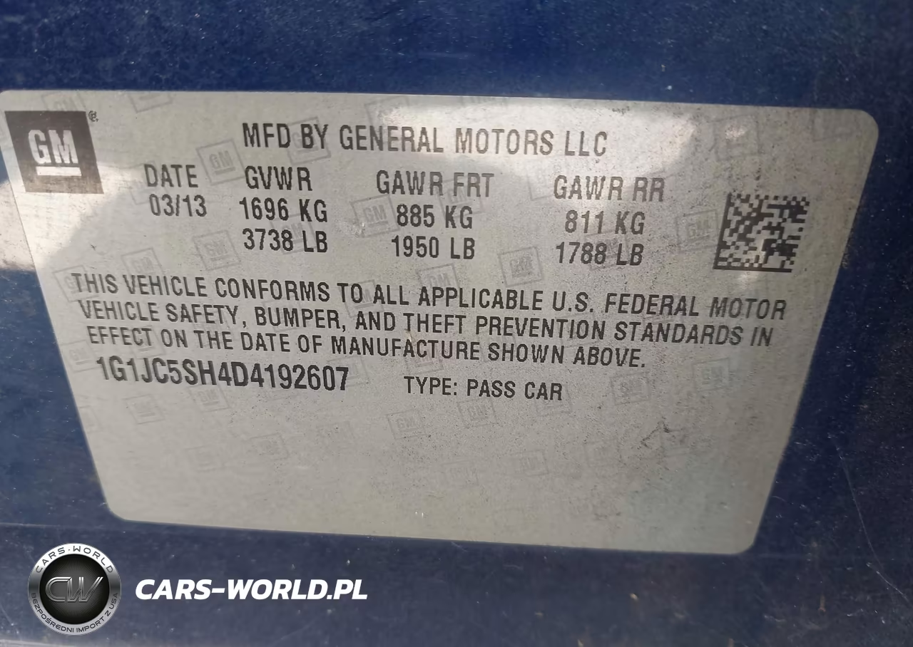 2013 Chevrolet Sonic Lt Auto VIN:1G1JC5SH4D4192607 - 9