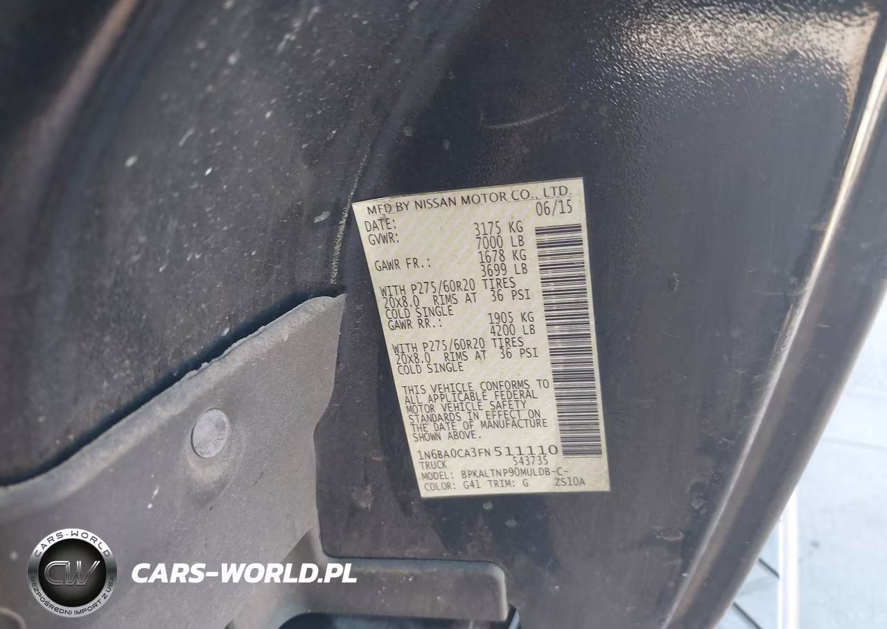 2015 Nissan Titan Sv VIN:1N6BA0CA3FN511110 - 9