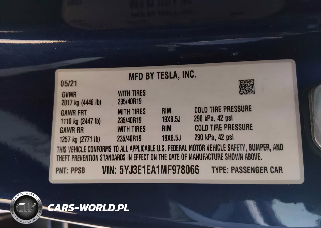 2021 Tesla Model 3 Standard Range Plus Rear-Wheel Drive VIN:5YJ3E1EA1MF978066 - 9