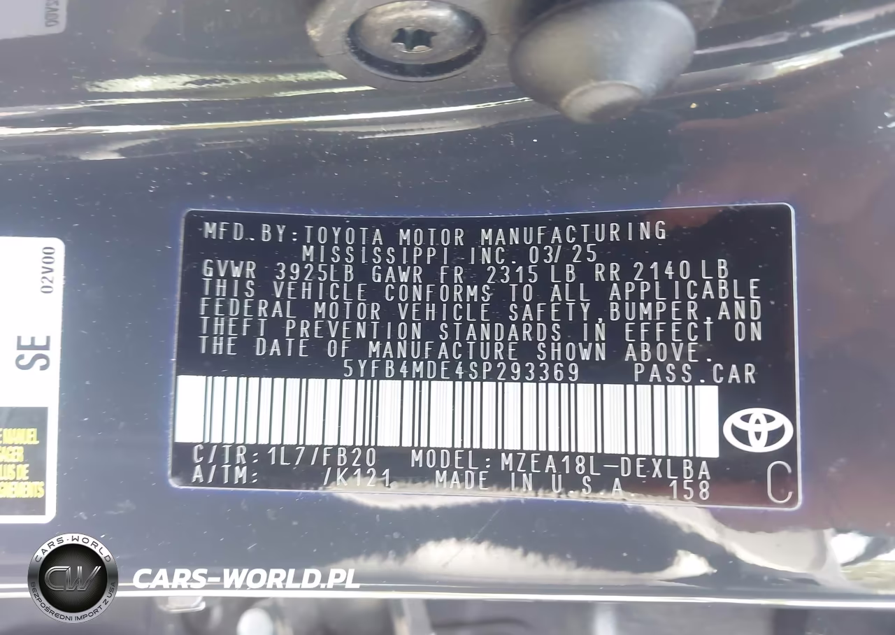 2025 Toyota Corolla Le VIN:5YFB4MDE4SP293369 - 9
