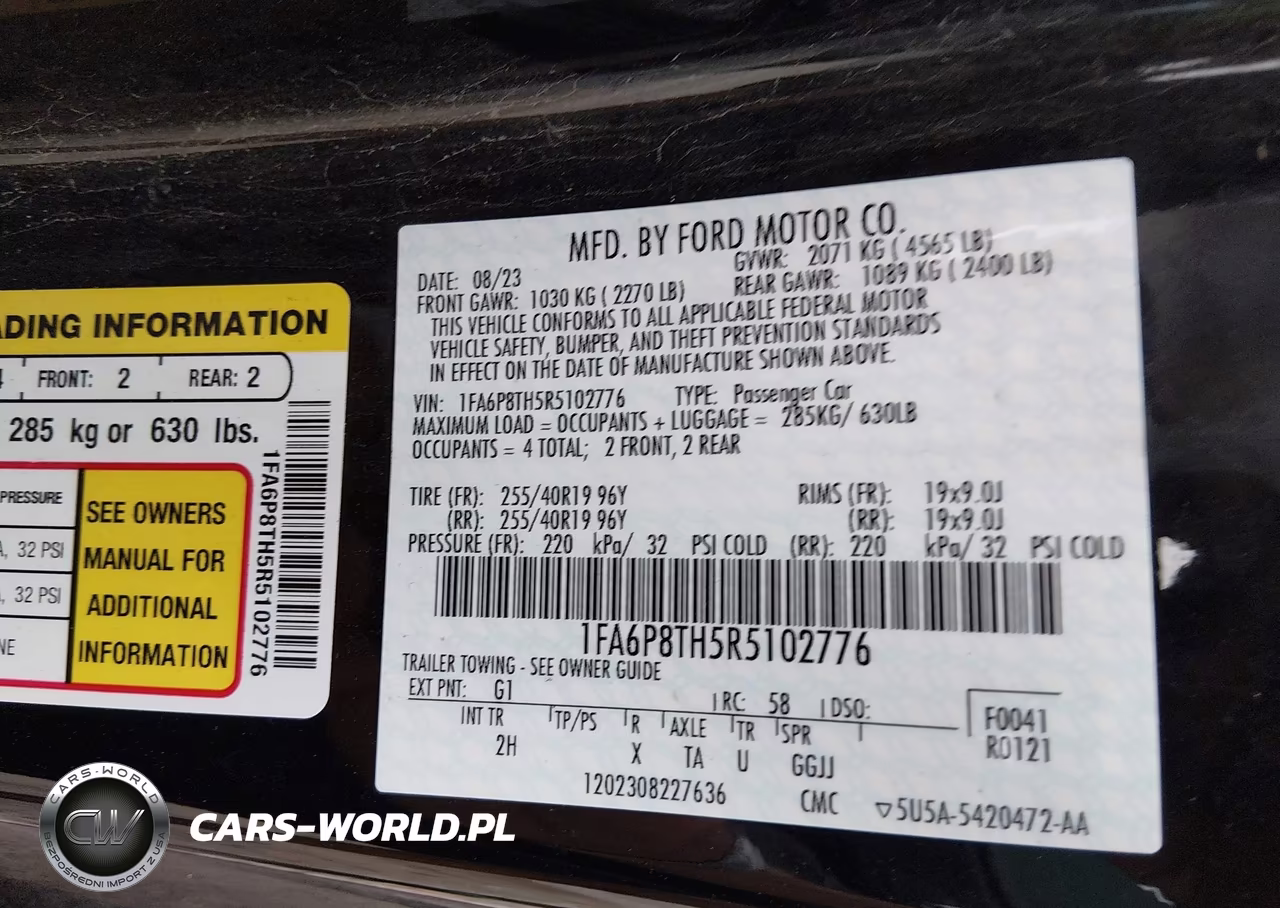 2024 Ford Mustang Ecoboost Fastback VIN:1FA6P8TH5R5102776 - 9