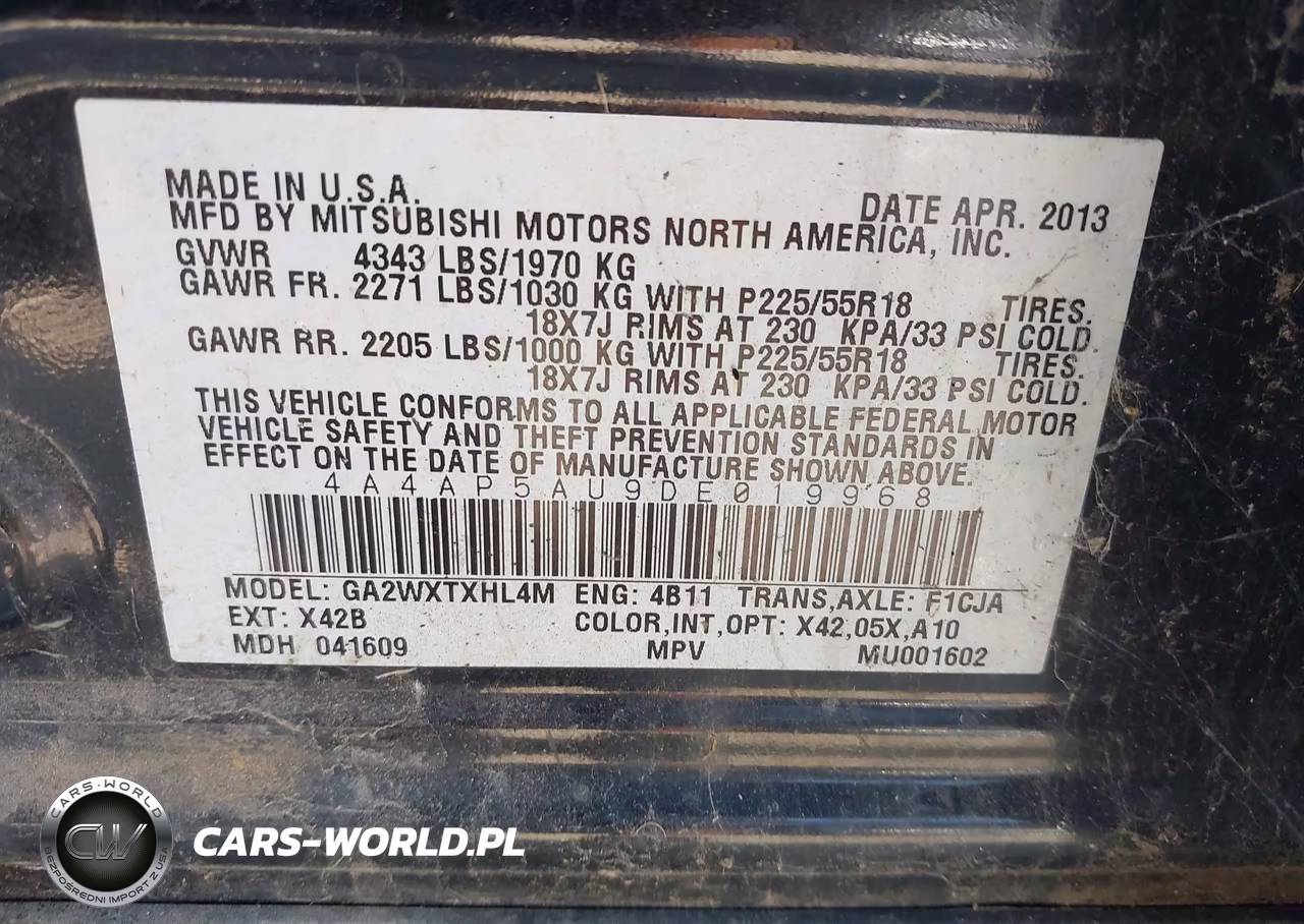 2013 Mitsubishi Outlander Sport Le VIN:4A4AP5AU9DE019968 - 9