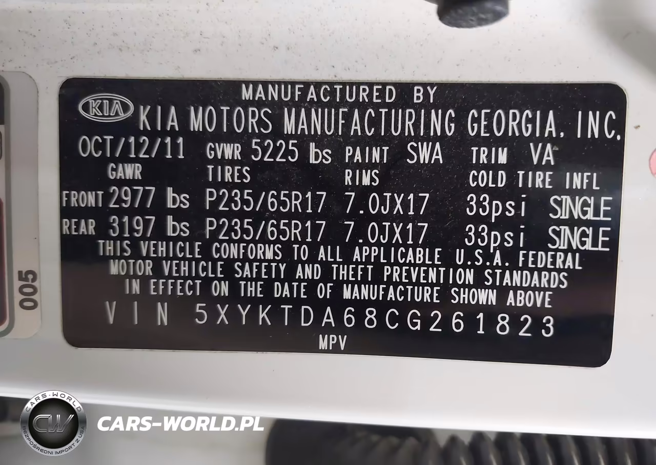 2012 Kia Sorento Lx VIN:5XYKTDA68CG261823 - 9