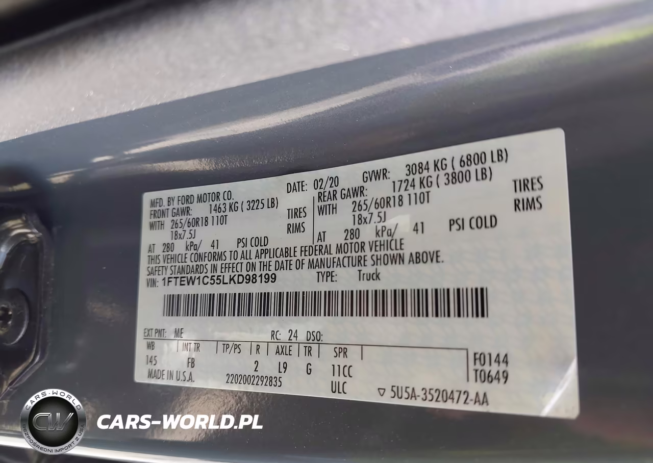 2020 Ford F-150 Xlt VIN:1FTEW1C55LKD98199 - 9