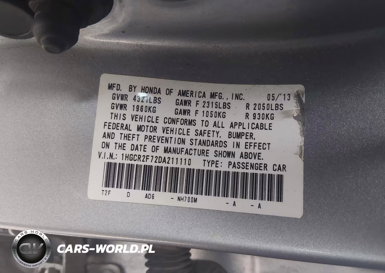 2013 Honda Accord Ex VIN:1HGCR2F72DA211110 - 9