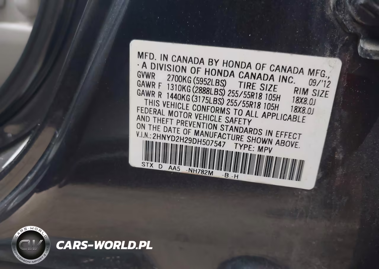 2013 Acura Mdx VIN:2HNYD2H29DH507547 - 9