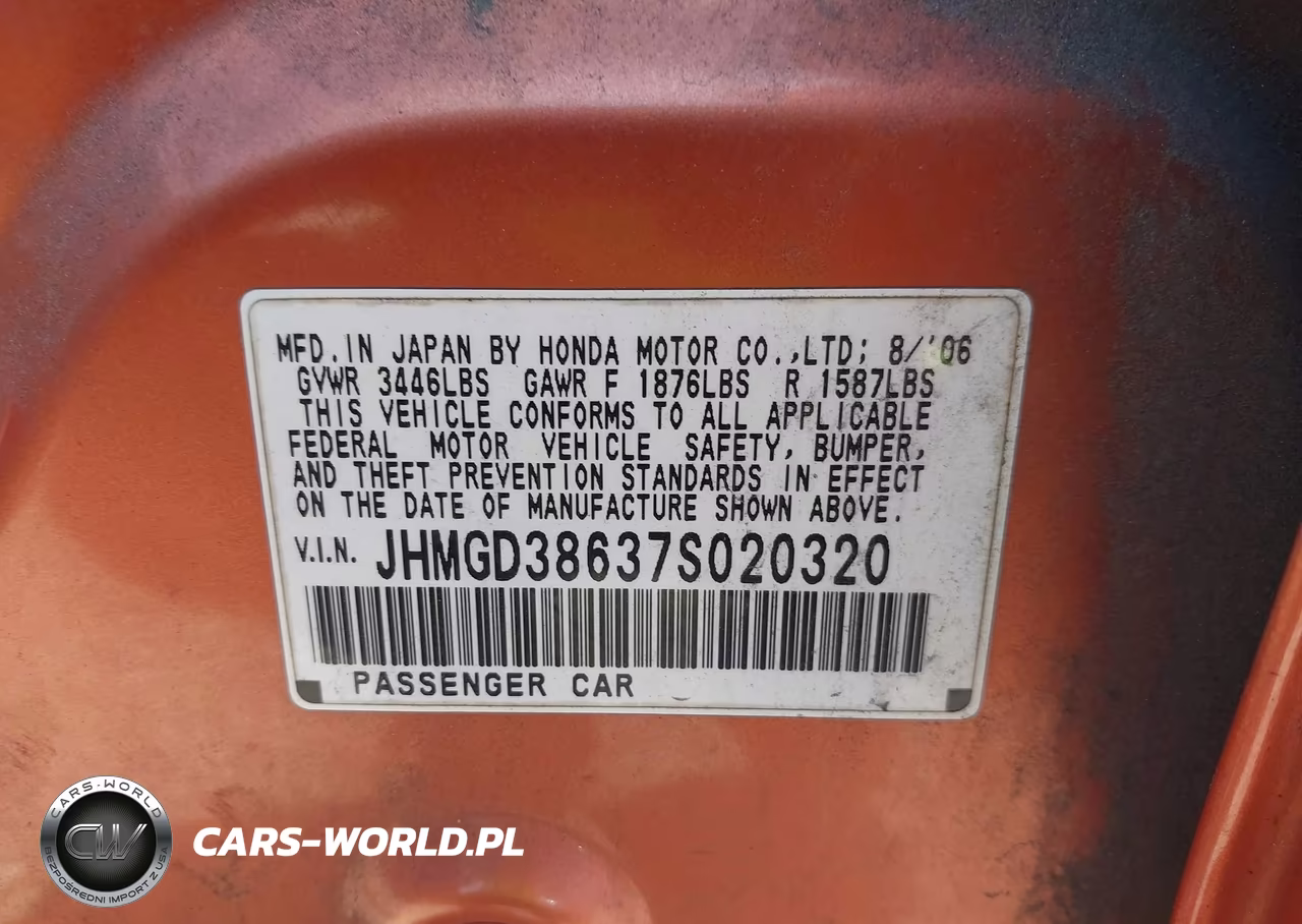 2007 Honda Fit Sport VIN:JHMGD38637S020320 - 9