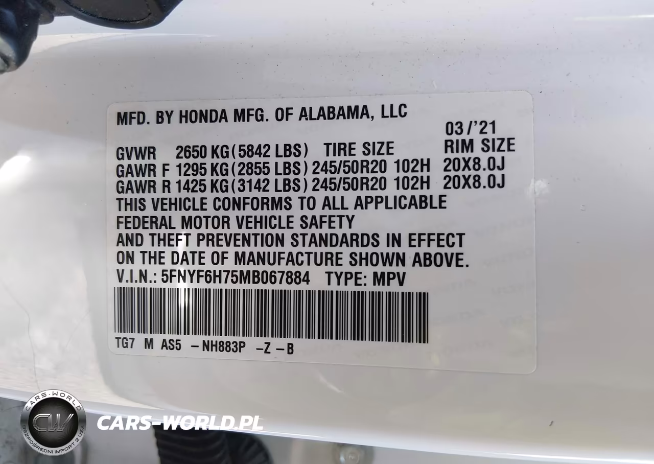 2021 Honda Pilot Awd Black Edition VIN:5FNYF6H75MB067884 - 9