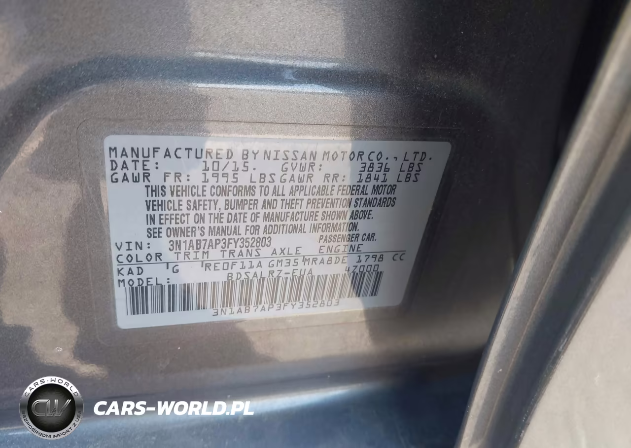 2015 Nissan Sentra Sr VIN:3N1AB7AP3FY352803 - 9