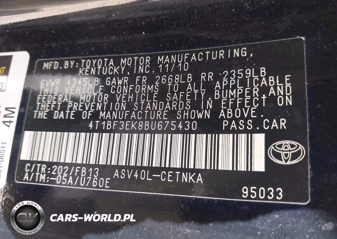 2011 Toyota Camry VIN:4T1BF3EK8BU675430 - 9