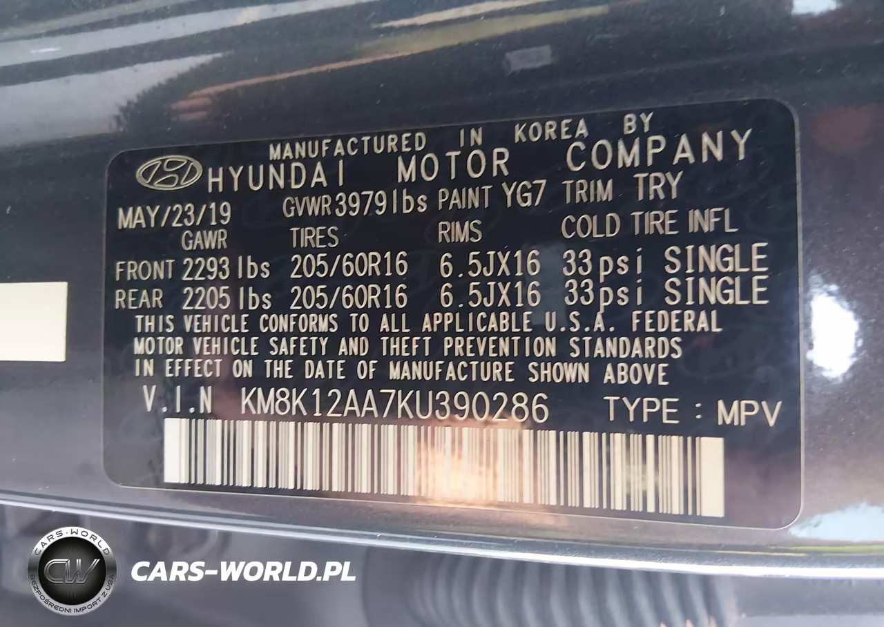 2019 Hyundai Kona Se VIN:KM8K12AA7KU390286 - 9