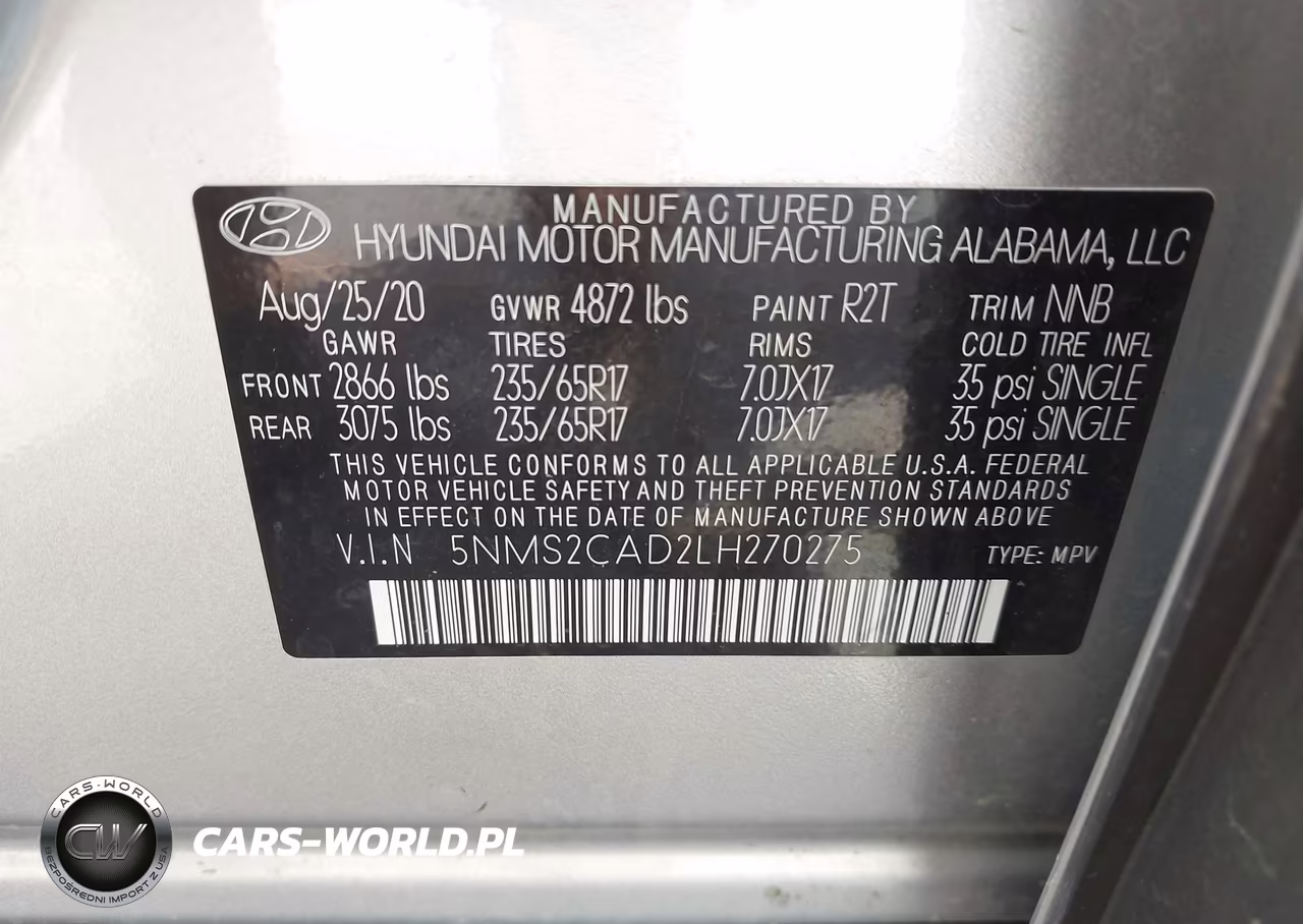 2020 Hyundai Santa Fe Se VIN:5NMS2CAD2LH270275 - 9