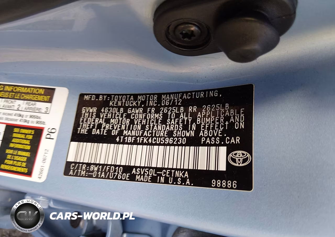 2012 Toyota Camry Le VIN:4T1BF1FK4CU596230 - 7