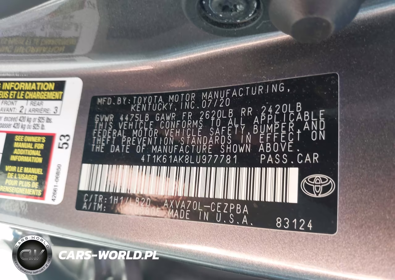 2020 Toyota Camry Xse VIN:4T1K61AK8LU977781 - 9