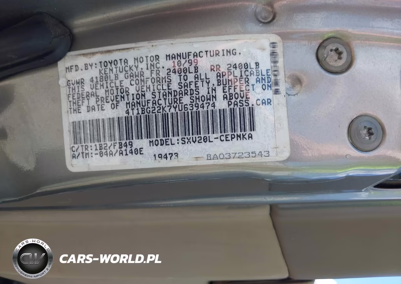 2000 Toyota Camry Le VIN:4T1BG22K7YU639474 - 9