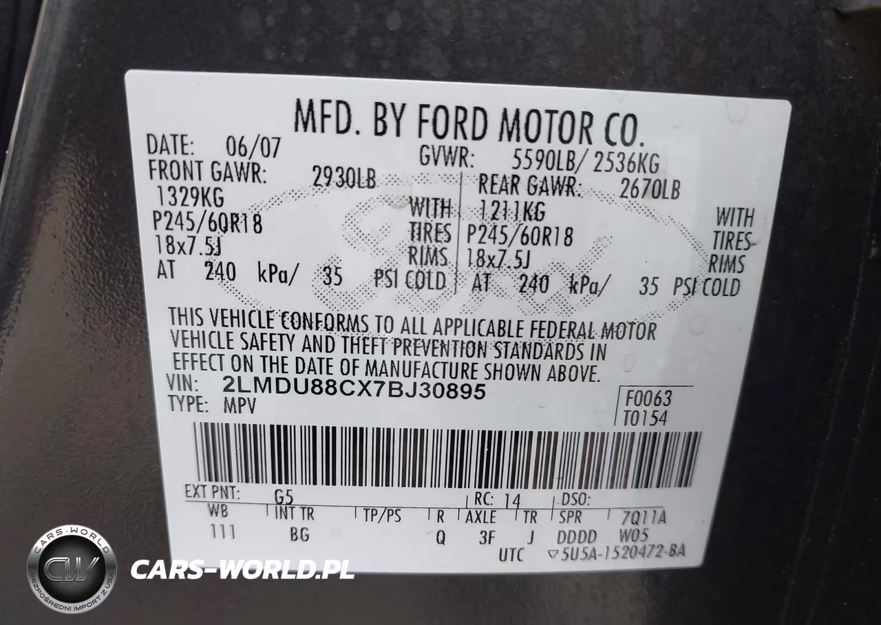 2007 Lincoln Mkx VIN:2LMDU88CX7BJ30895 - 9