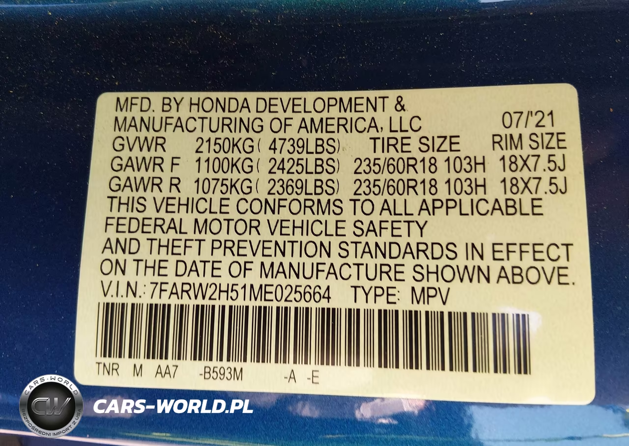2021 Honda Cr-V Awd Ex VIN:7FARW2H51ME025664 - 9