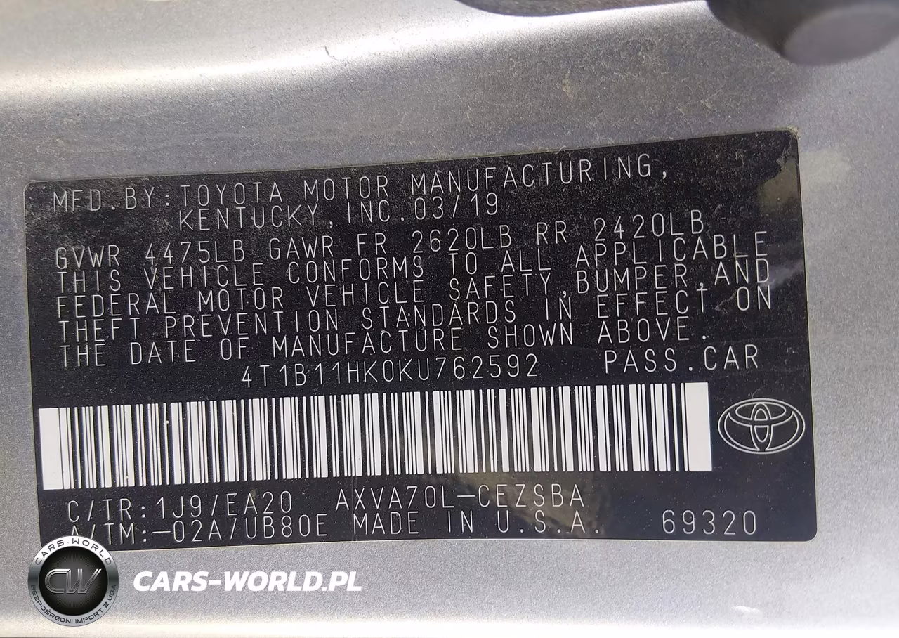 2019 Toyota Camry Se VIN:4T1B11HK0KU762592 - 9