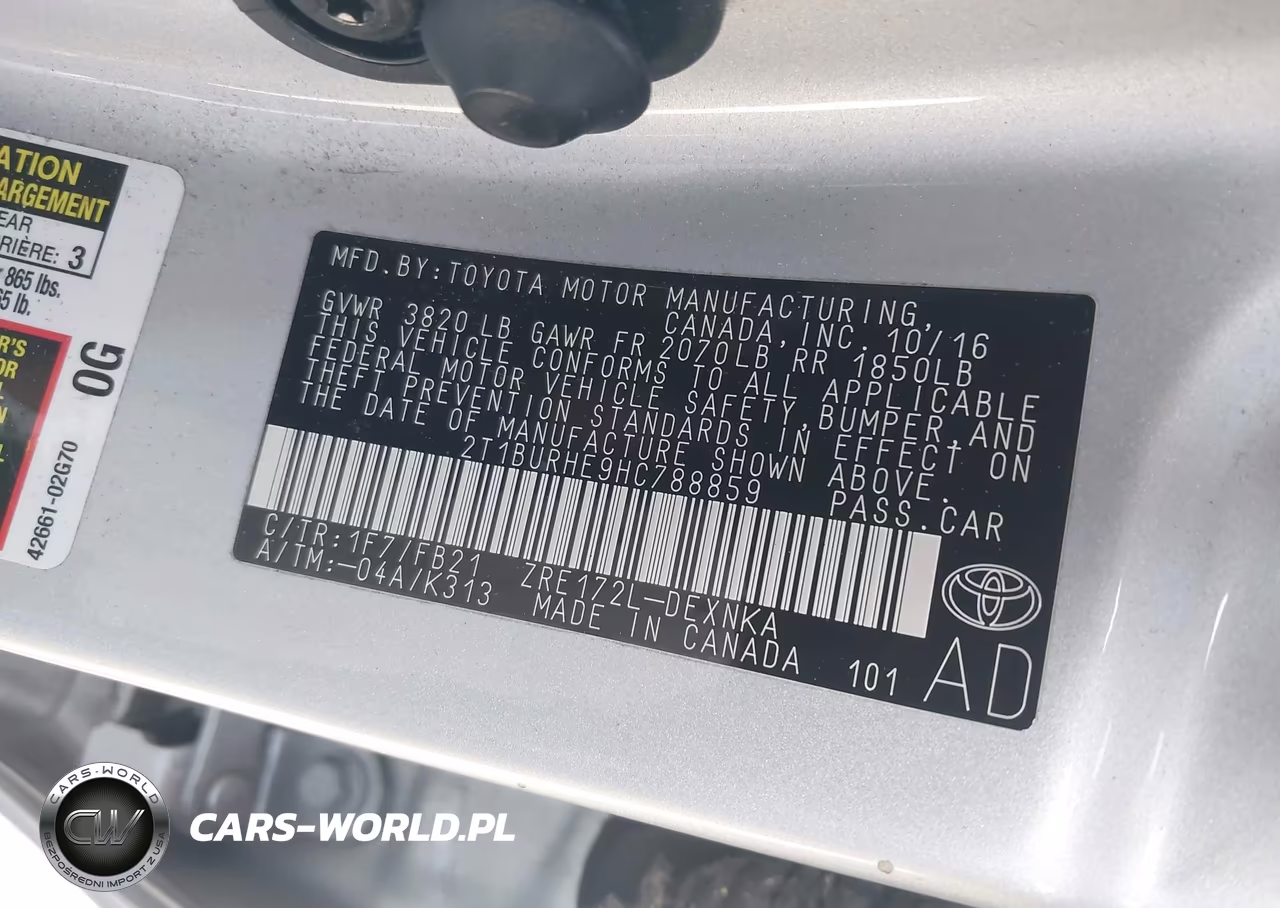 2017 Toyota Corolla Le VIN:2T1BURHE9HC788859 - 9