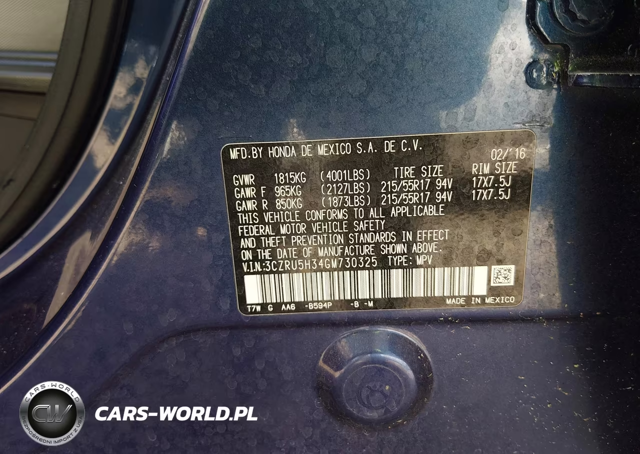 2016 Honda Hr-V Lx VIN:3CZRU5H34GM730325 - 9