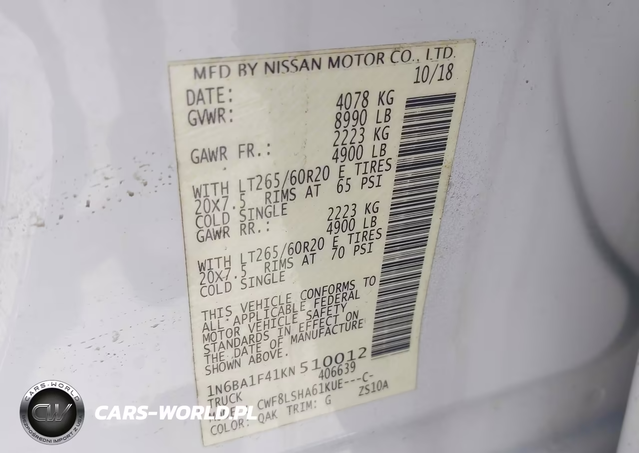 2019 Nissan Titan Xd Sv Diesel VIN:1N6BA1F41KN510012 - 9