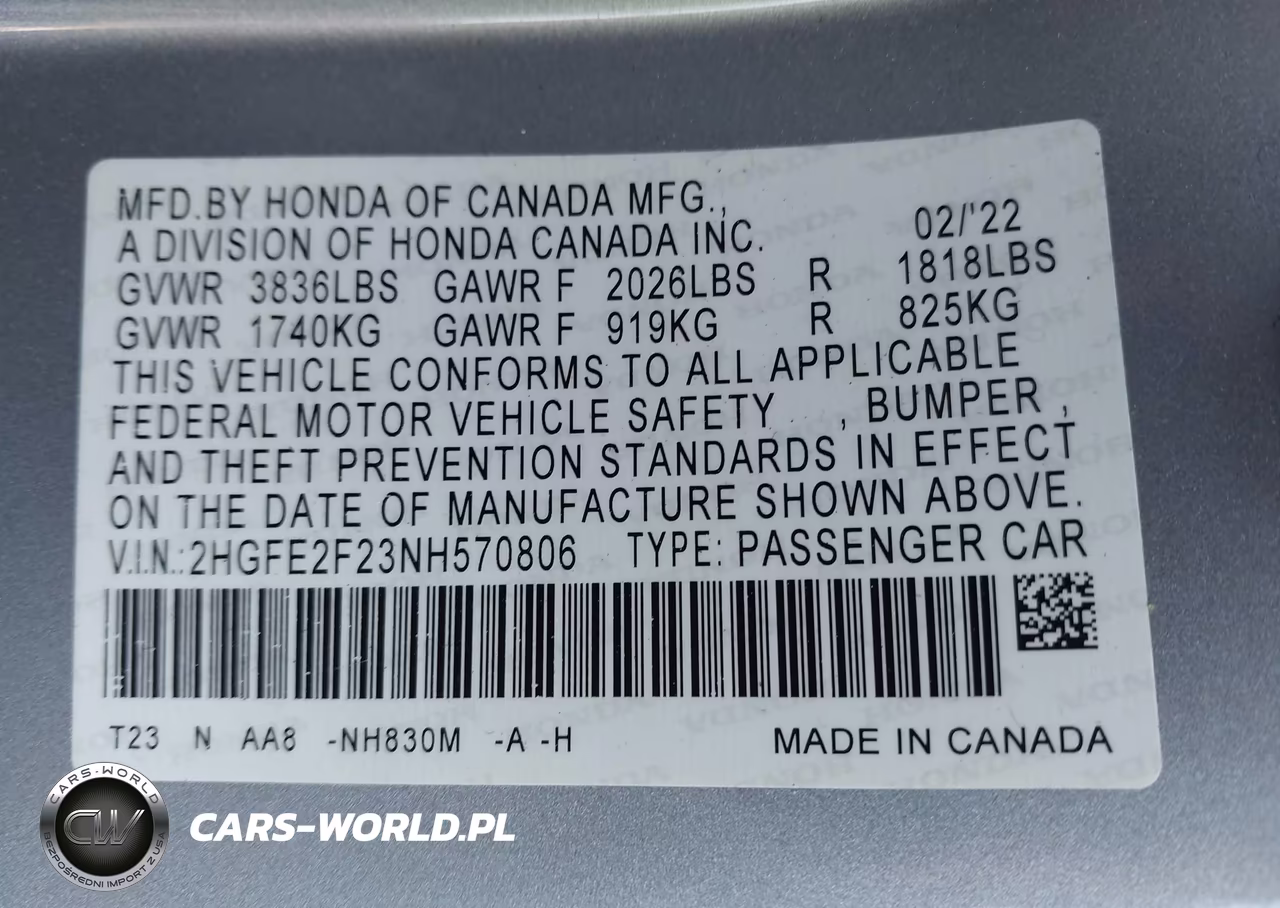 2022 Honda Civic Lx VIN:2HGFE2F23NH570806 - 9