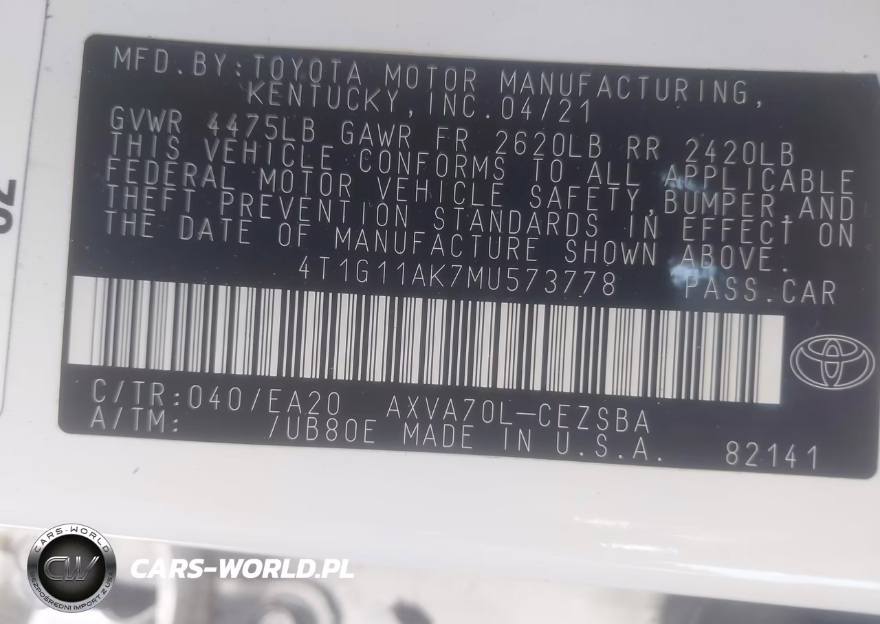 2021 Toyota Camry Se VIN:4T1G11AK7MU573778 - 9