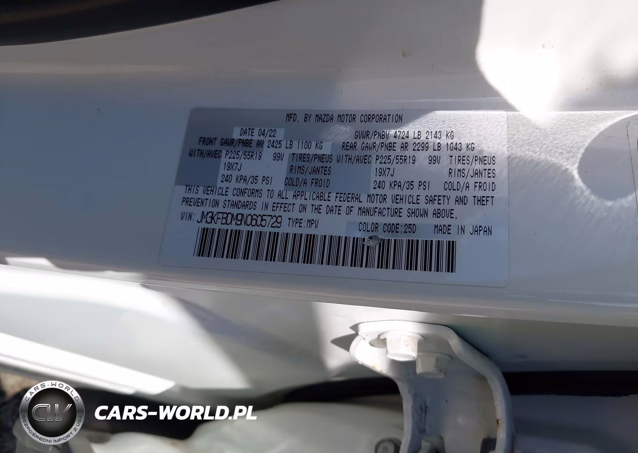 2022 Mazda Cx-5 2.5 S Premium VIN:JM3KFBDM9N0605729 - 9