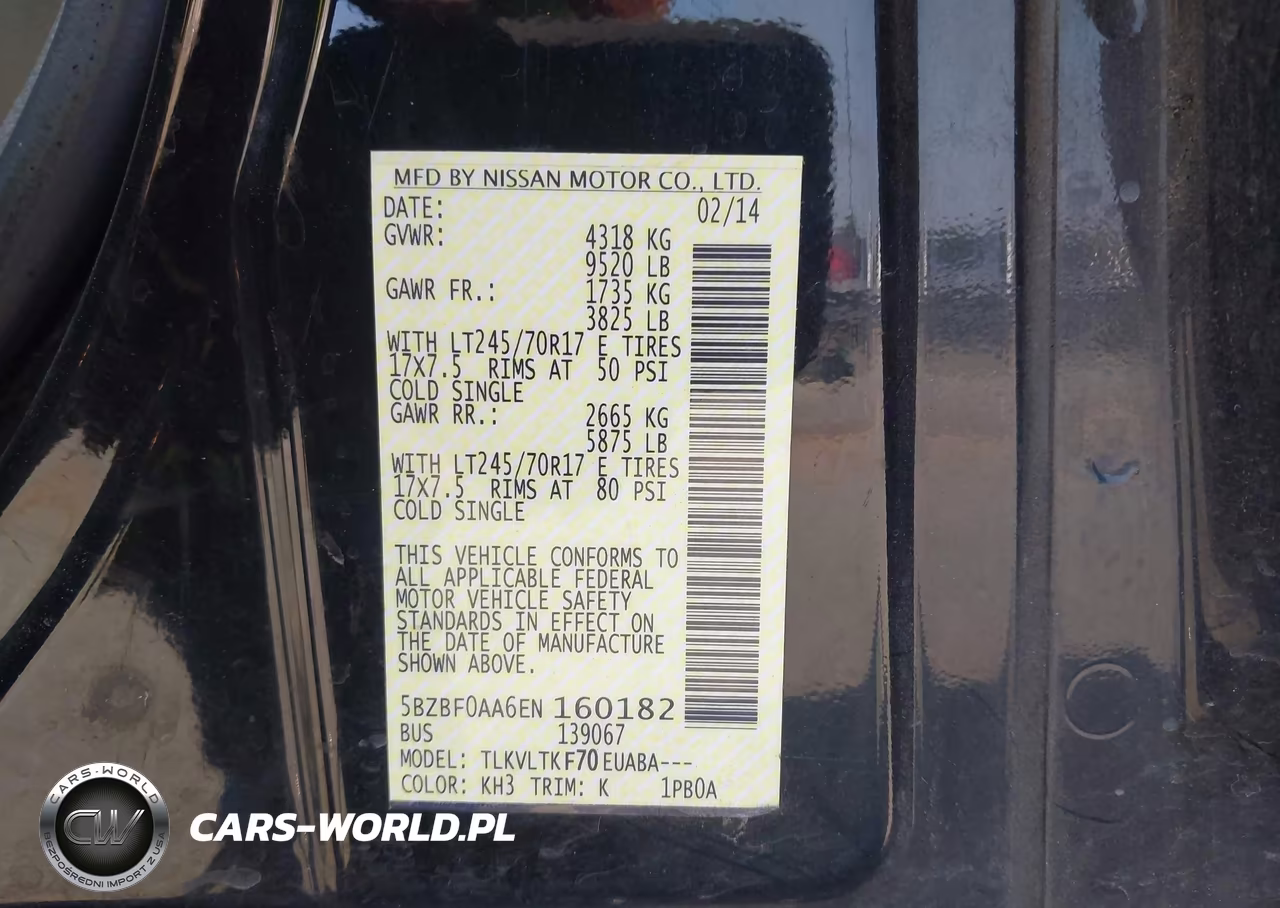 2014 Nissan Nv Passenger Nv3500 Hd Sv V6 VIN:5BZBF0AA6EN160182 - 9