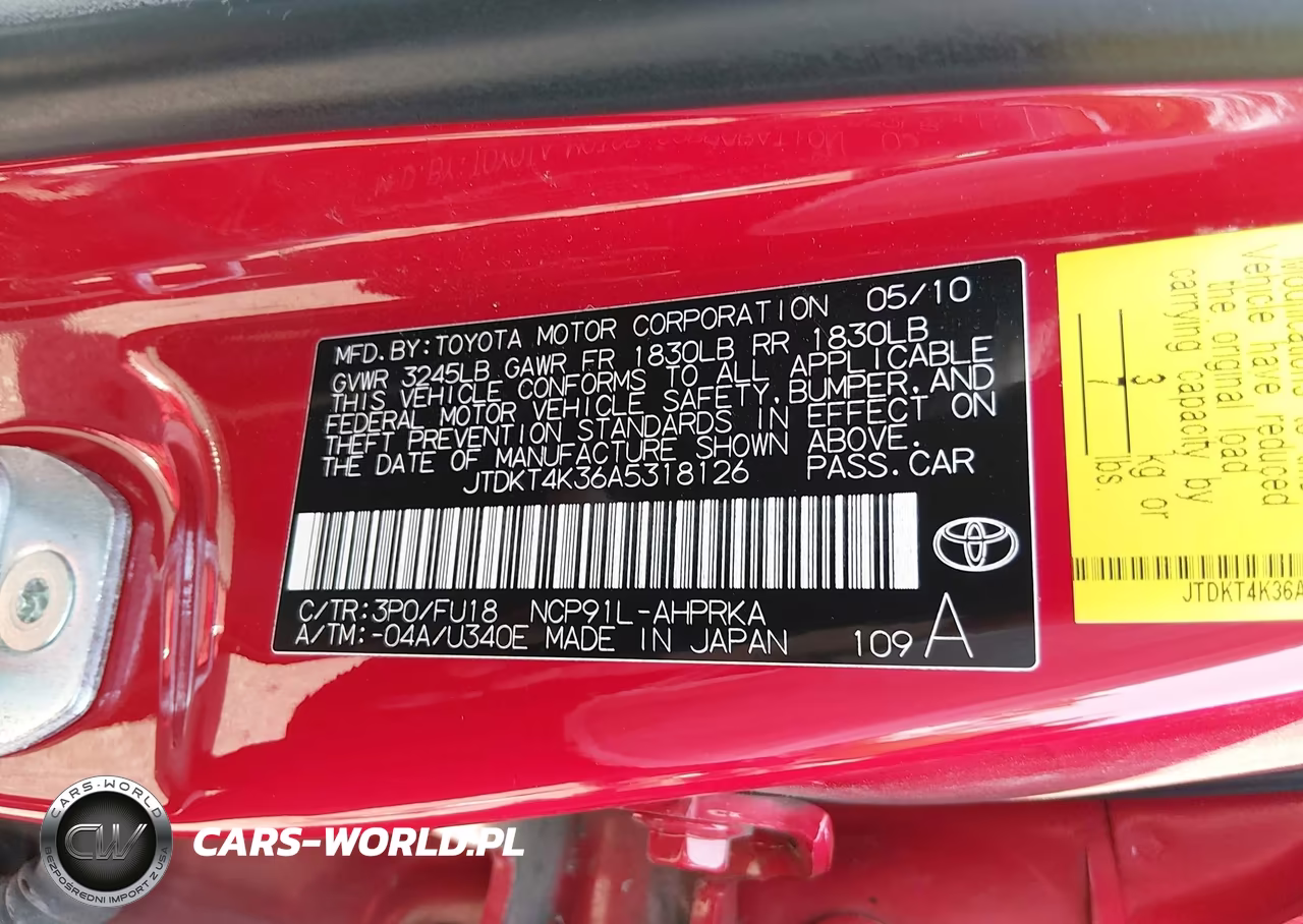 2010 Toyota Yaris VIN:JTDKT4K36A5318126 - 9