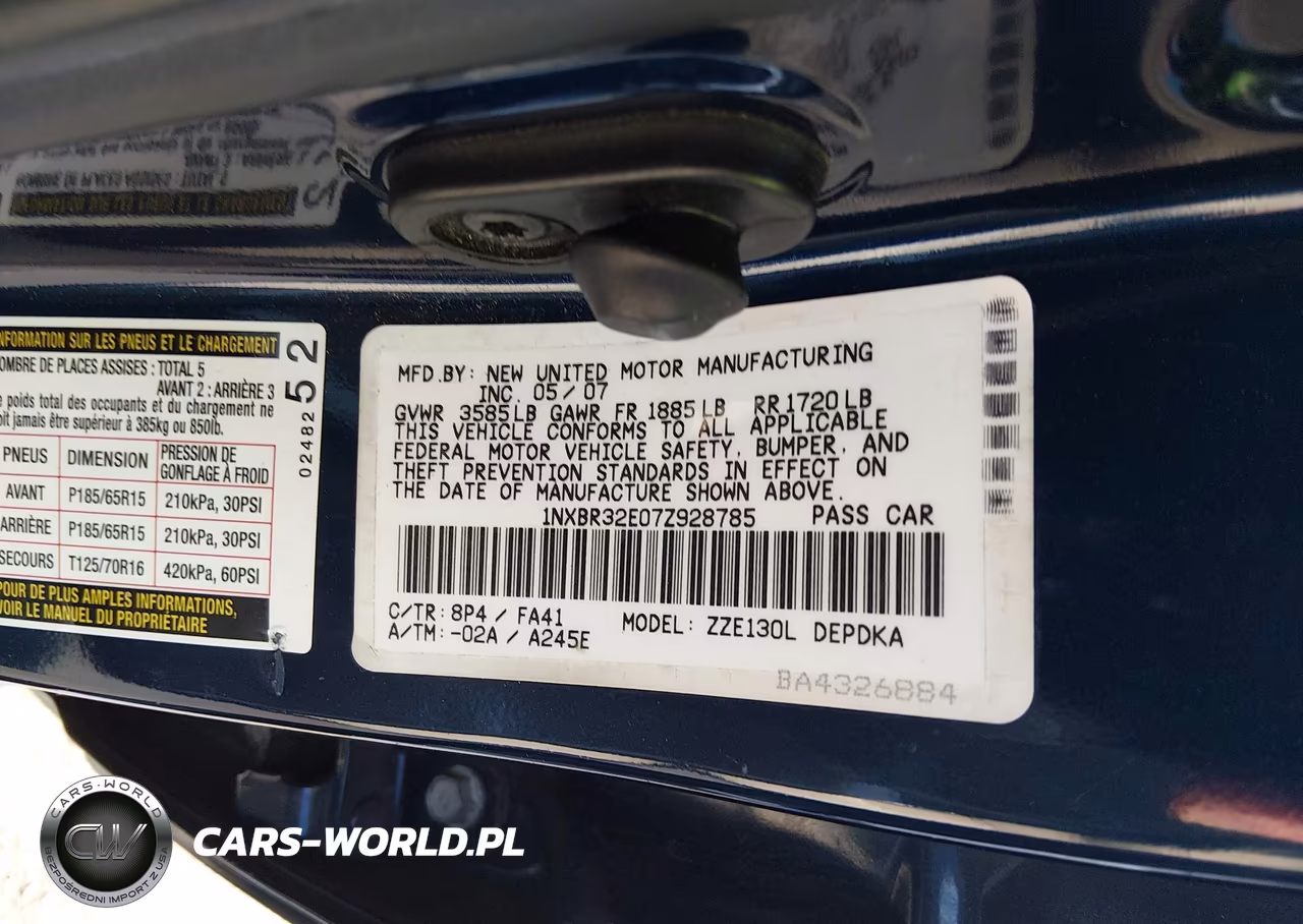 2007 Toyota Corolla Ce VIN:1NXBR32E07Z928785 - 9
