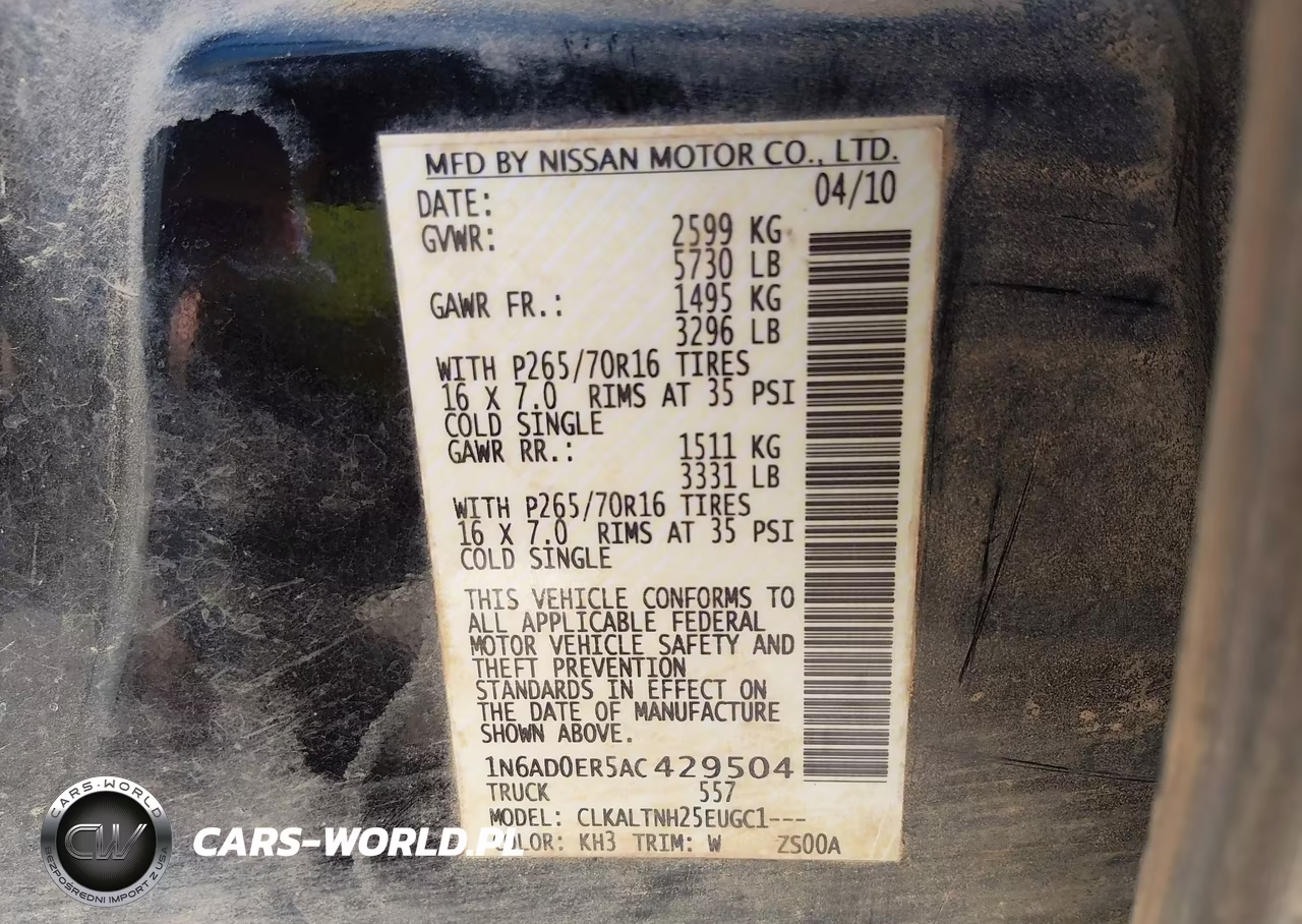 2010 Nissan Frontier Se VIN:1N6AD0ER5AC429504 - 9