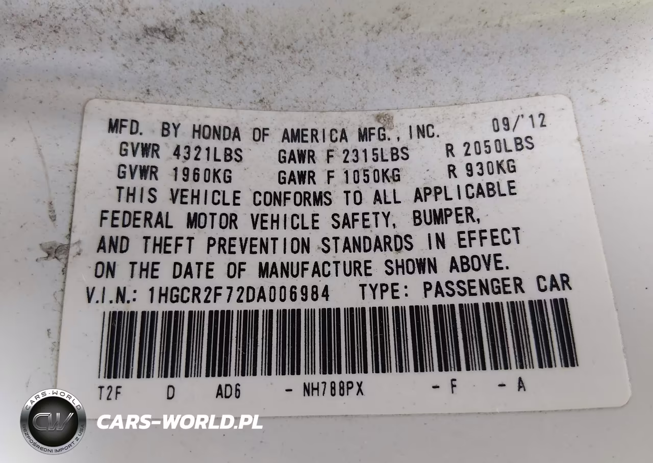 2013 Honda Accord Ex VIN:1HGCR2F72DA006984 - 9