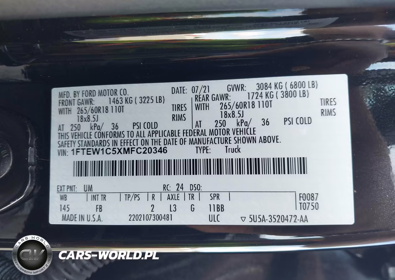 2021 Ford F-150 Xlt VIN:1FTEW1C5XMFC20346 - 9