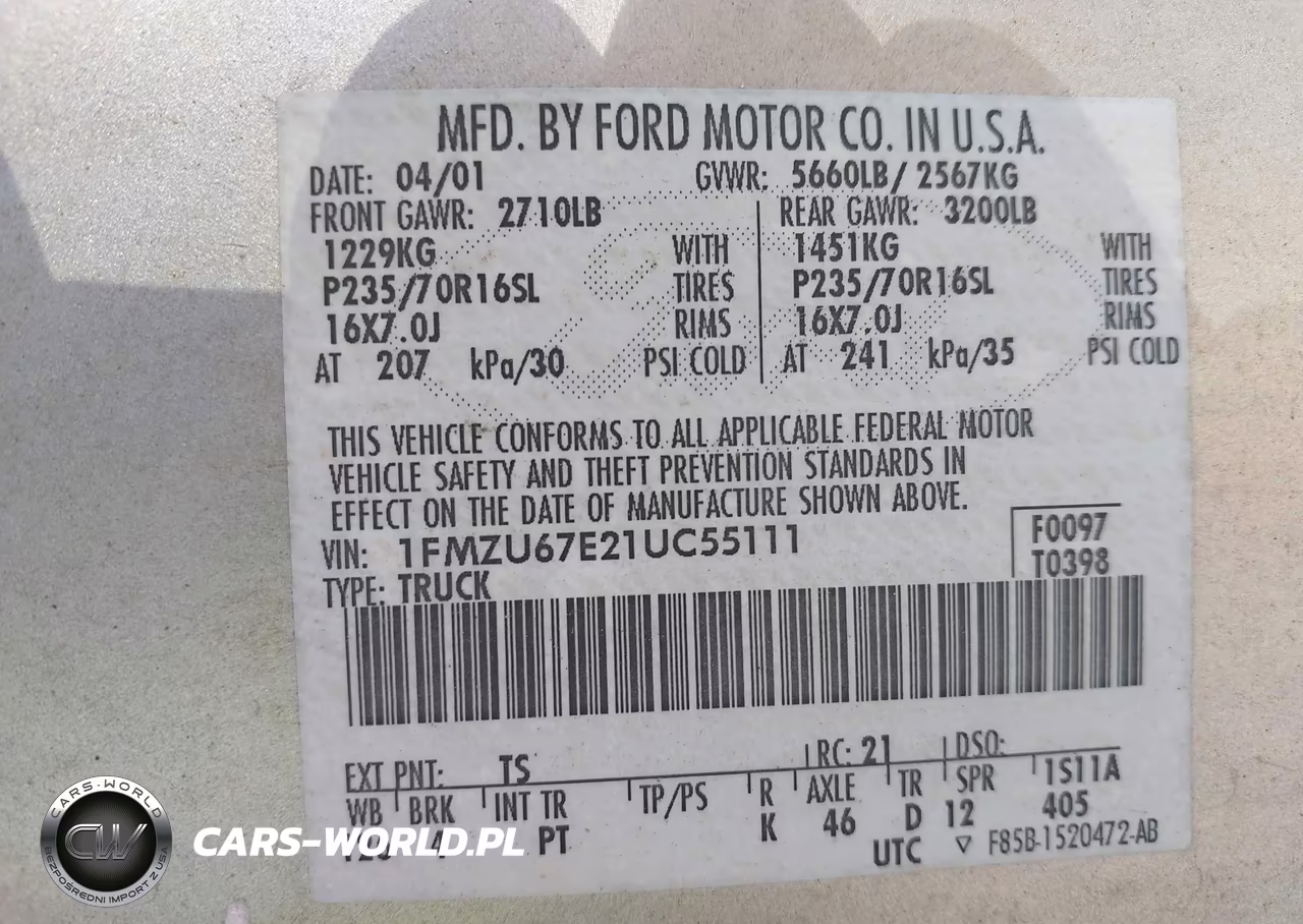 2001 Ford Explorer Sport Trac VIN:1FMZU67E21UC55111 - 9