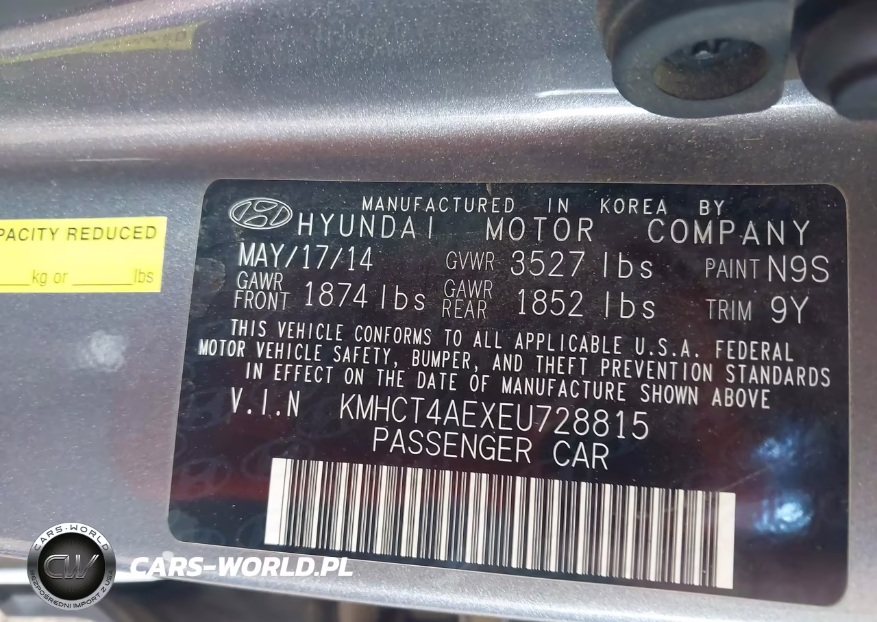 2014 Hyundai Accent Gls VIN:KMHCT4AEXEU728815 - 9