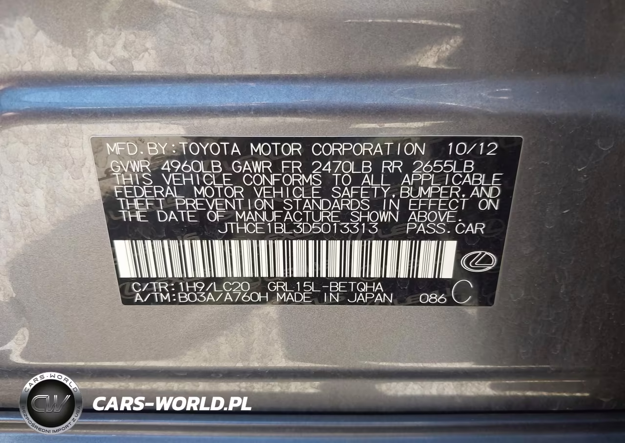 2013 Lexus Gs 350 VIN:JTHCE1BL3D5013313 - 9