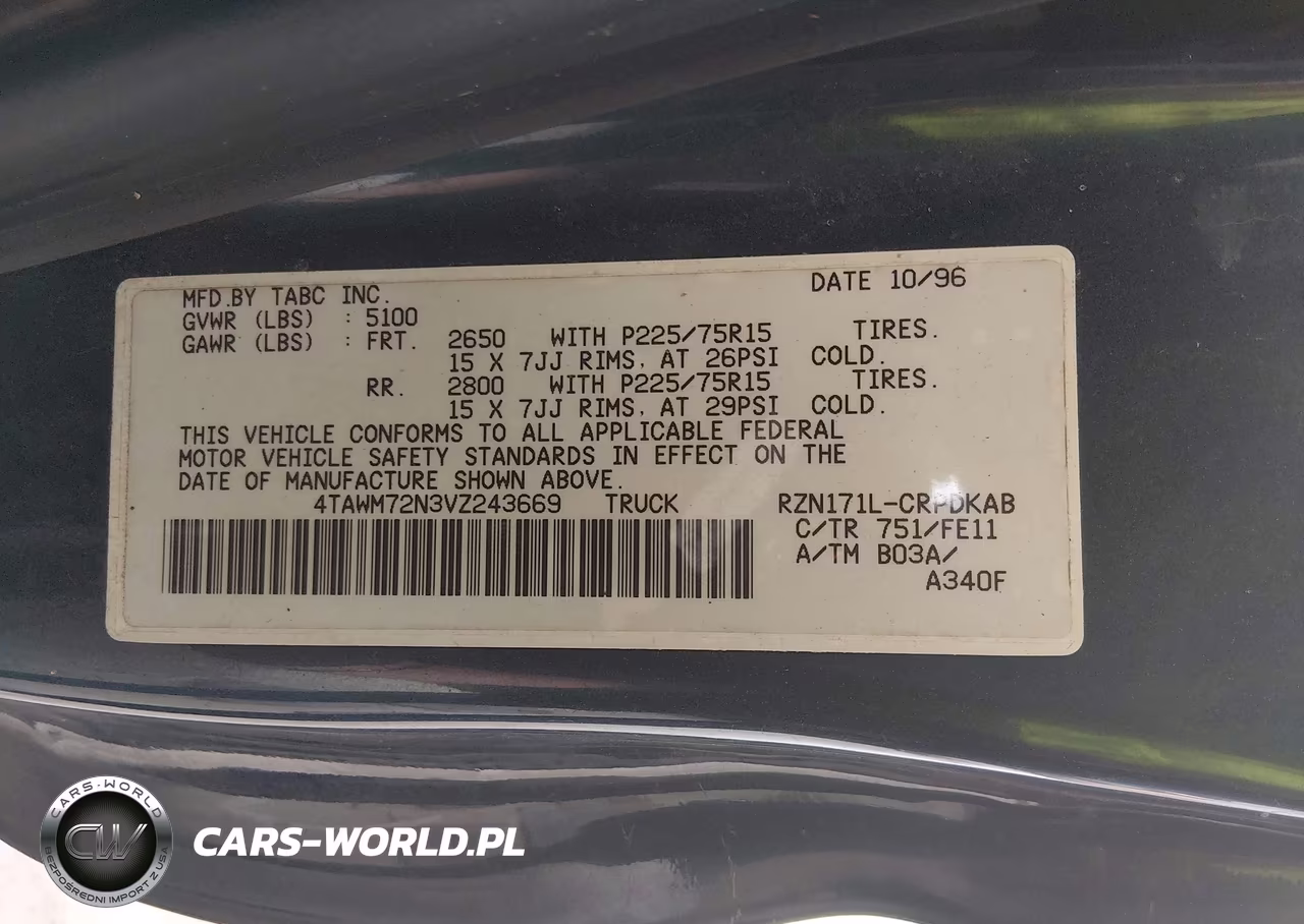 1997 Toyota Tacoma VIN:4TAWM72N3VZ243669 - 9