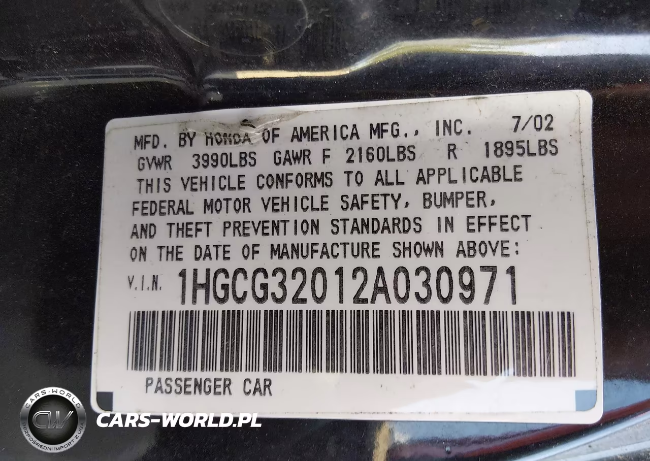 2002 Honda Accord 2.3 Se VIN:1HGCG32012A030971 - 7