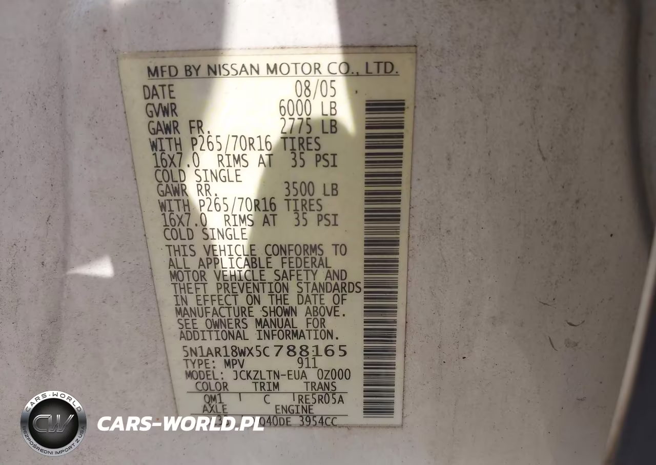 2005 Nissan Pathfinder Se VIN:5N1AR18WX5C788165 - 9